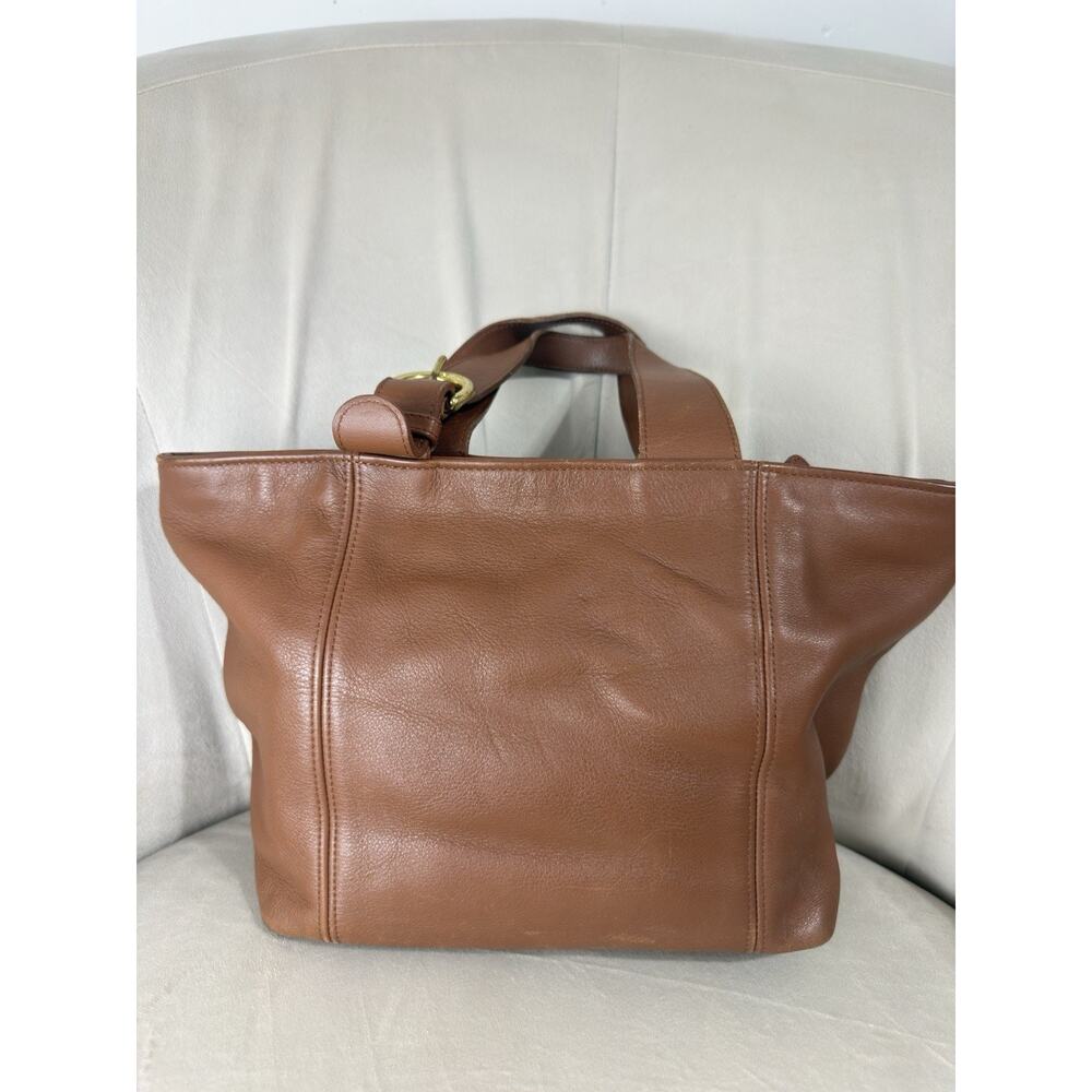 Vintage COACH Brown Leather Waverly Tote Bag Zip Closure 4133 90s USA 12.5x9 - Picture 3 of 16